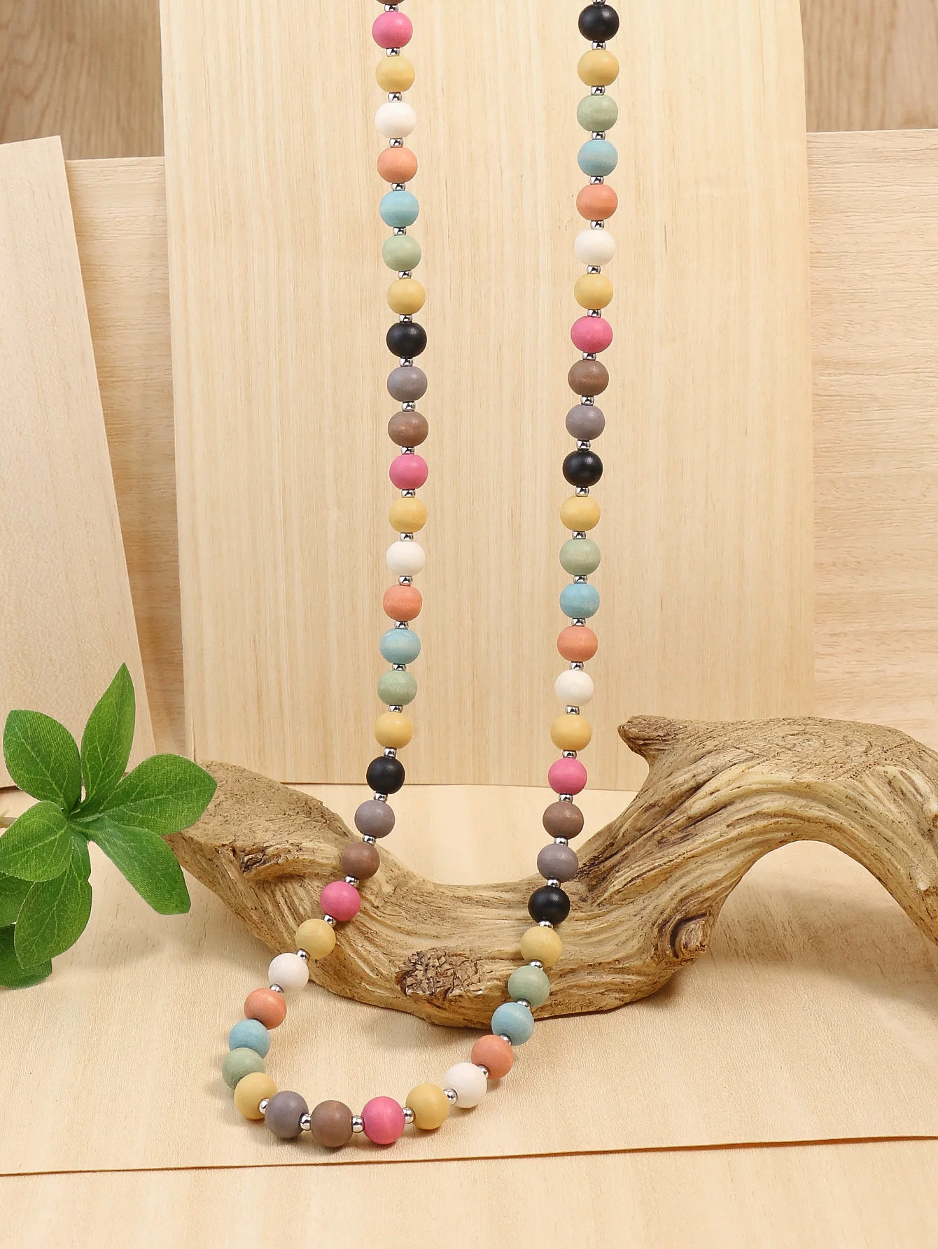 Bohemian Vintage Colorful Long Necklace Women\'s Versatile Vital Colorful Bead String Long Necklace