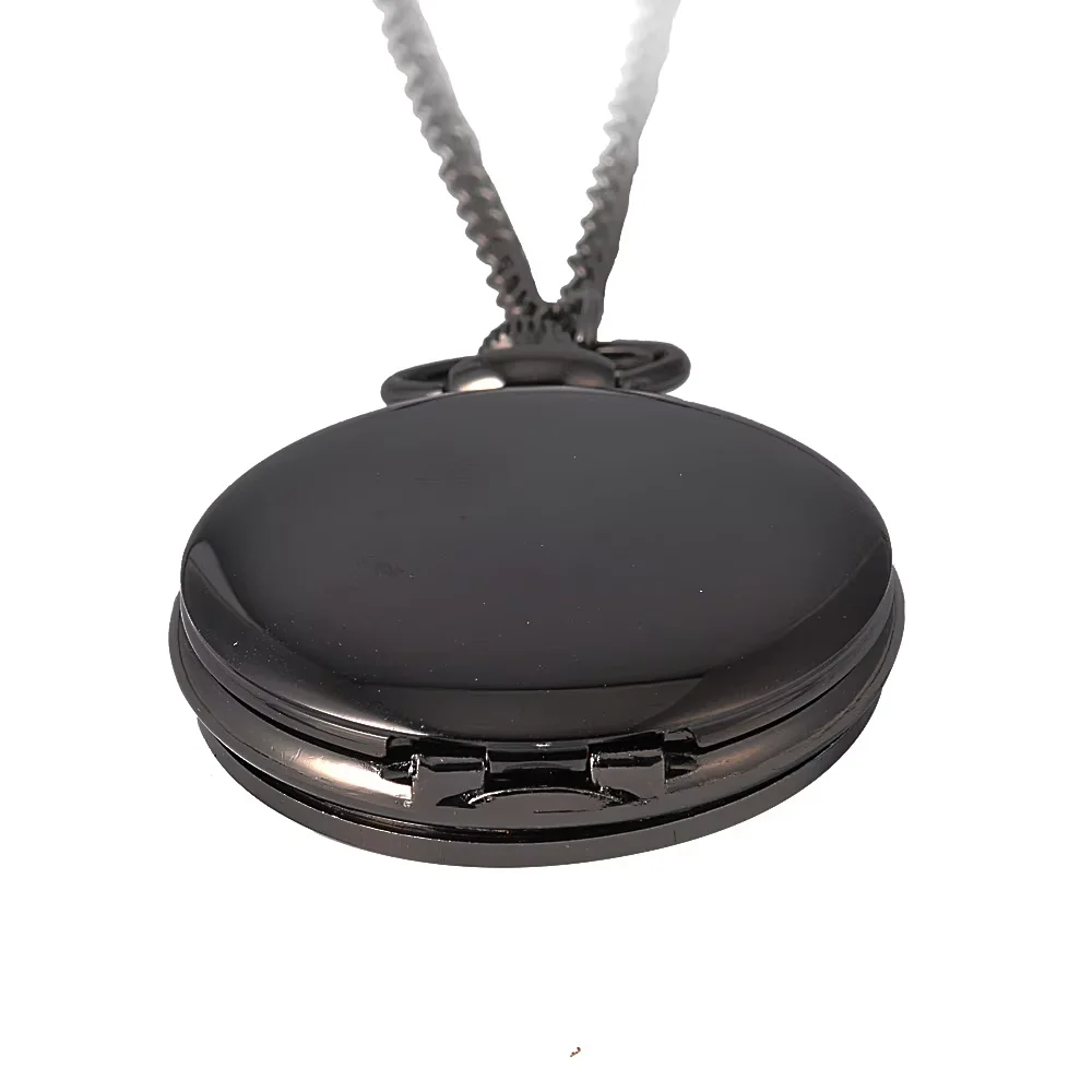 Smooth And Bright Fashion Retro  Black Two-faced Roman scale white dial large size with necklace