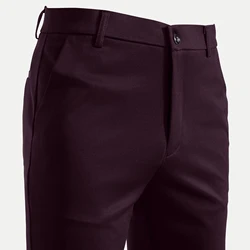 Pantalones elásticos para hombre, Pantalón de traje inteligente informal, ropa deportiva recta Formal, pantalones elásticos japoneses, negro, azul marino, pantalones de trabajo de oficina