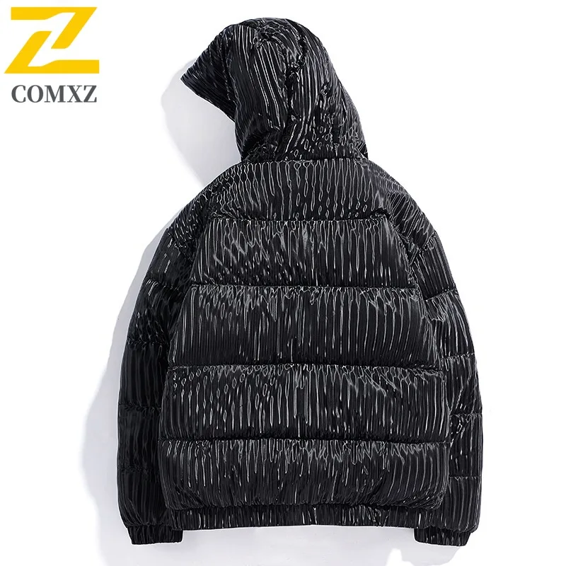 COMXZ Mens Down Jacket Premium Hooded Outdoor Adventure Multi Functional Coats Solid Color Lightweight Winter New Puffer Jackets