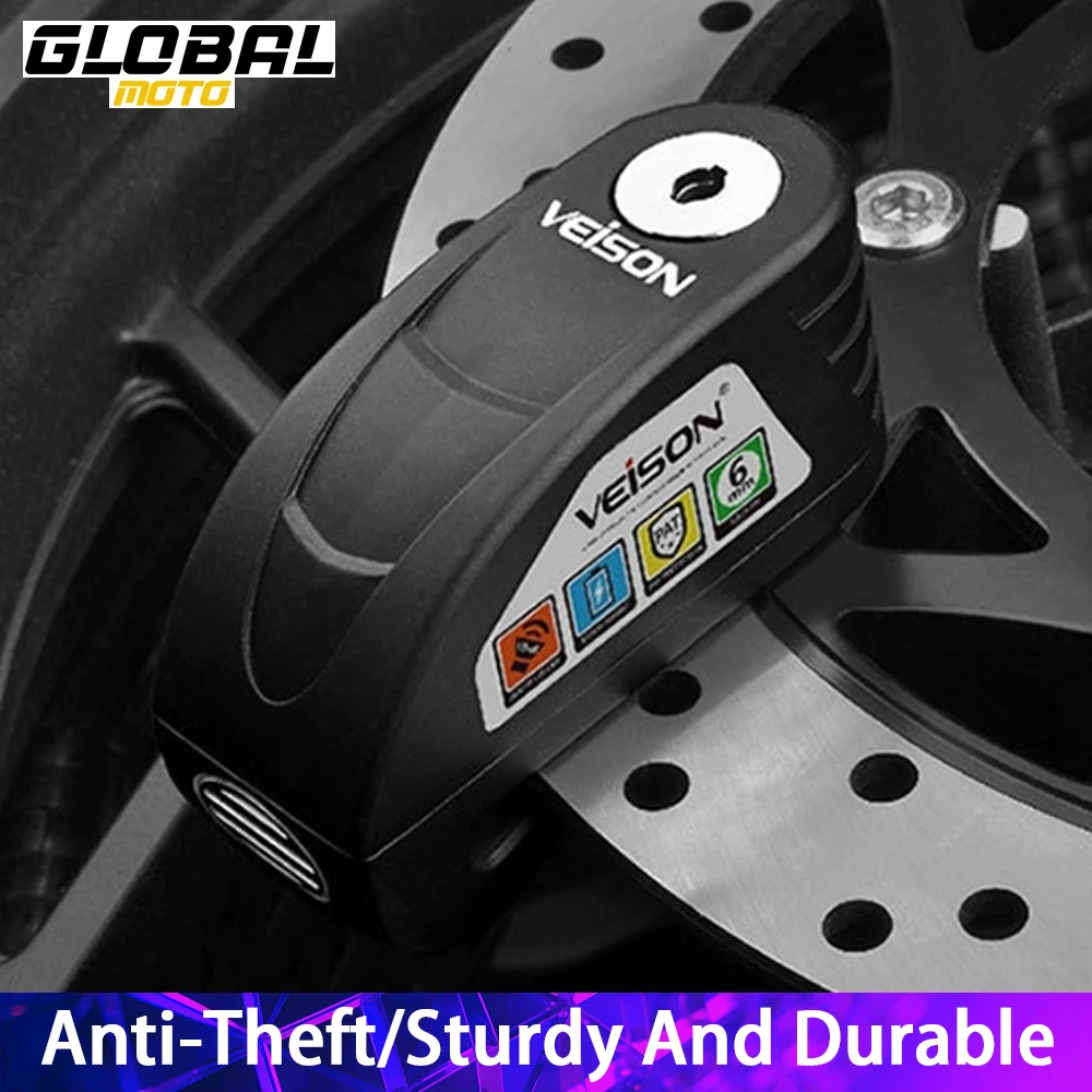 VEISON Motorcycle Disc Brake Lock Waterproof Anti-theft Motorbike Alarm Lock Rust Resistant Bicycle Disc Brake Lock Zinc Alloy