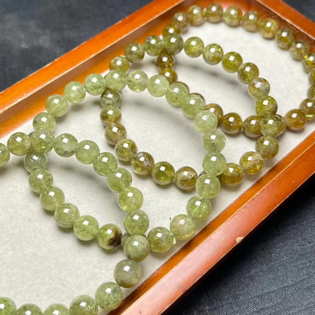 

1 Pc Fengbaowu Natural Green Garnet Tsavorite Bracelet Round Beads Reiki Healing Stone Fashion Jewelry Gift For Women Men