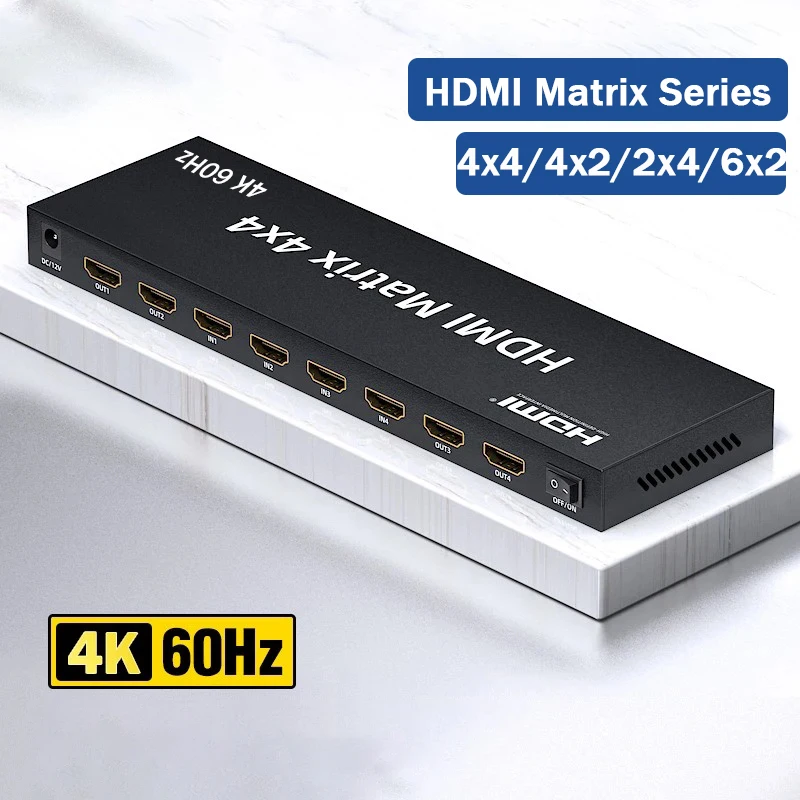 4K 60Hz HDMI Matrix Switcher 4 in 4 out Matirx HDMI Video Switch Splitter Selector 4x4 6x2 4x2 2x4 HDR HDCP2.2 for PC Loptop TV