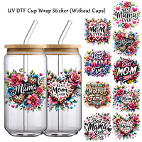 9pcs/pack Mother's Day Mug Water Drink Cup UV Stickers Birthday Gift Decoration Laptop Pad phone Flower Stickers Best Mom