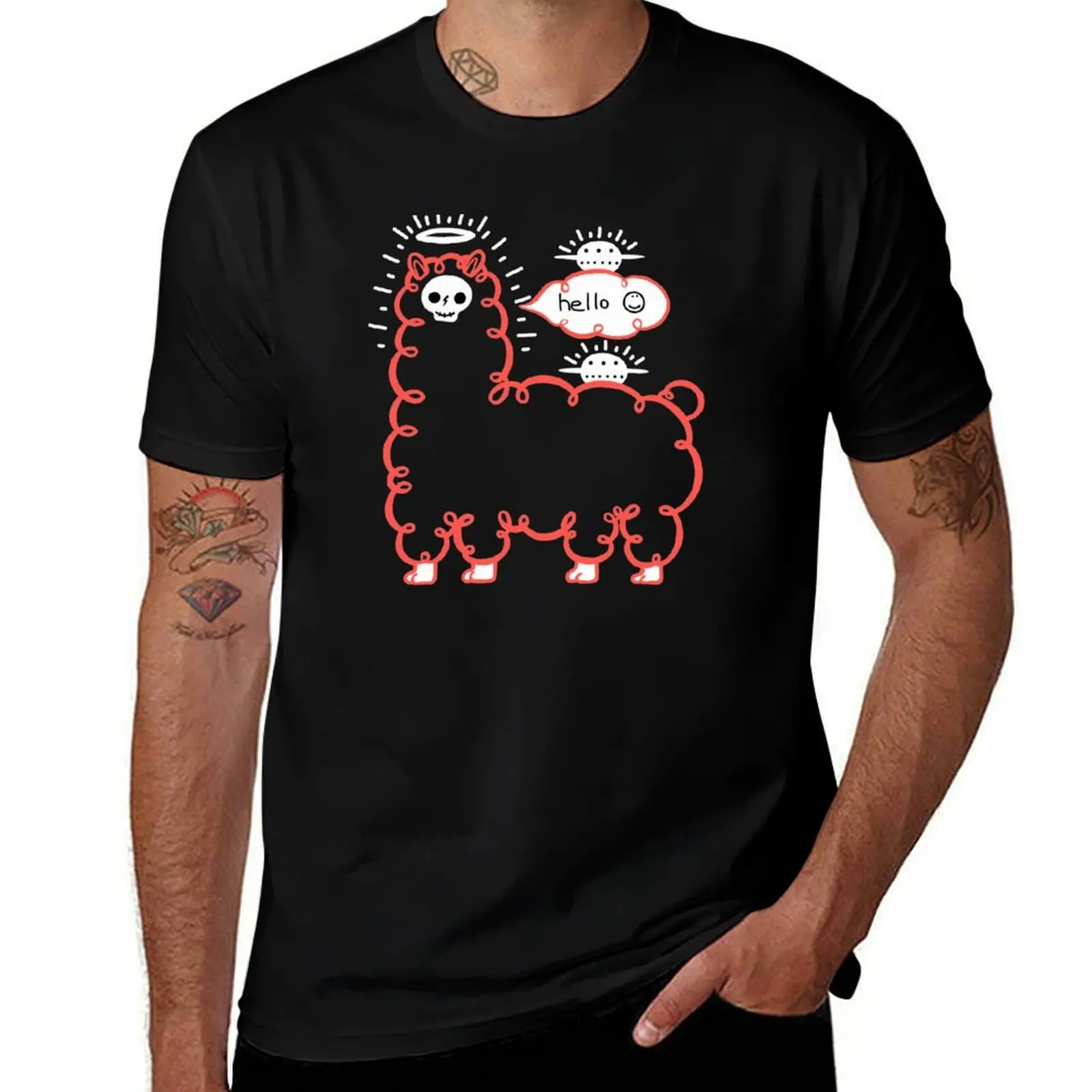 Skullpaka and small UFOs are having rest T-Shirt Athletic Fit Sports Short Sleeve Top T-Shirt