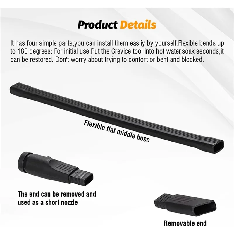 A02V-Universal 25" Long Flexible Crevice Tool With Removable Brush Head-Vacuum Attachment For All 1-1/4 In Or 1-3/8 Inch