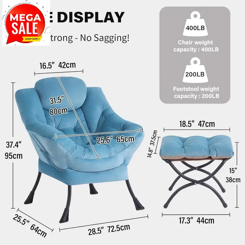 

Хит продаж: Современное бархатное кресло для отдыха с оттоманкой, удобное кресло для чтения с подставкой для ног для гостиной, спальни, общежития