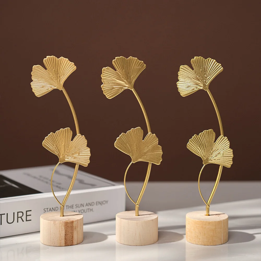 Nordic Style Ginkgo Leaf Decoration Simple Exquisite Gold Leaves Sculpture Light Luxury Ginkgo Iron Art Ornament Living Room