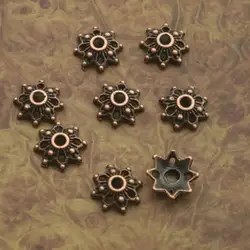 100pcs 8mm;hole,1mm antiqued copper flower bead cap findings X0214