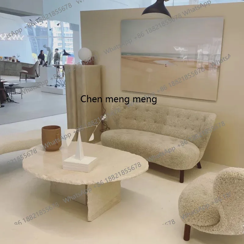 طاولة قهوة M53 من الحجر الجيري الطبيعي، رخام غرفة معيشة فاخرة وبسيطة وحديثة وبسيطة #3