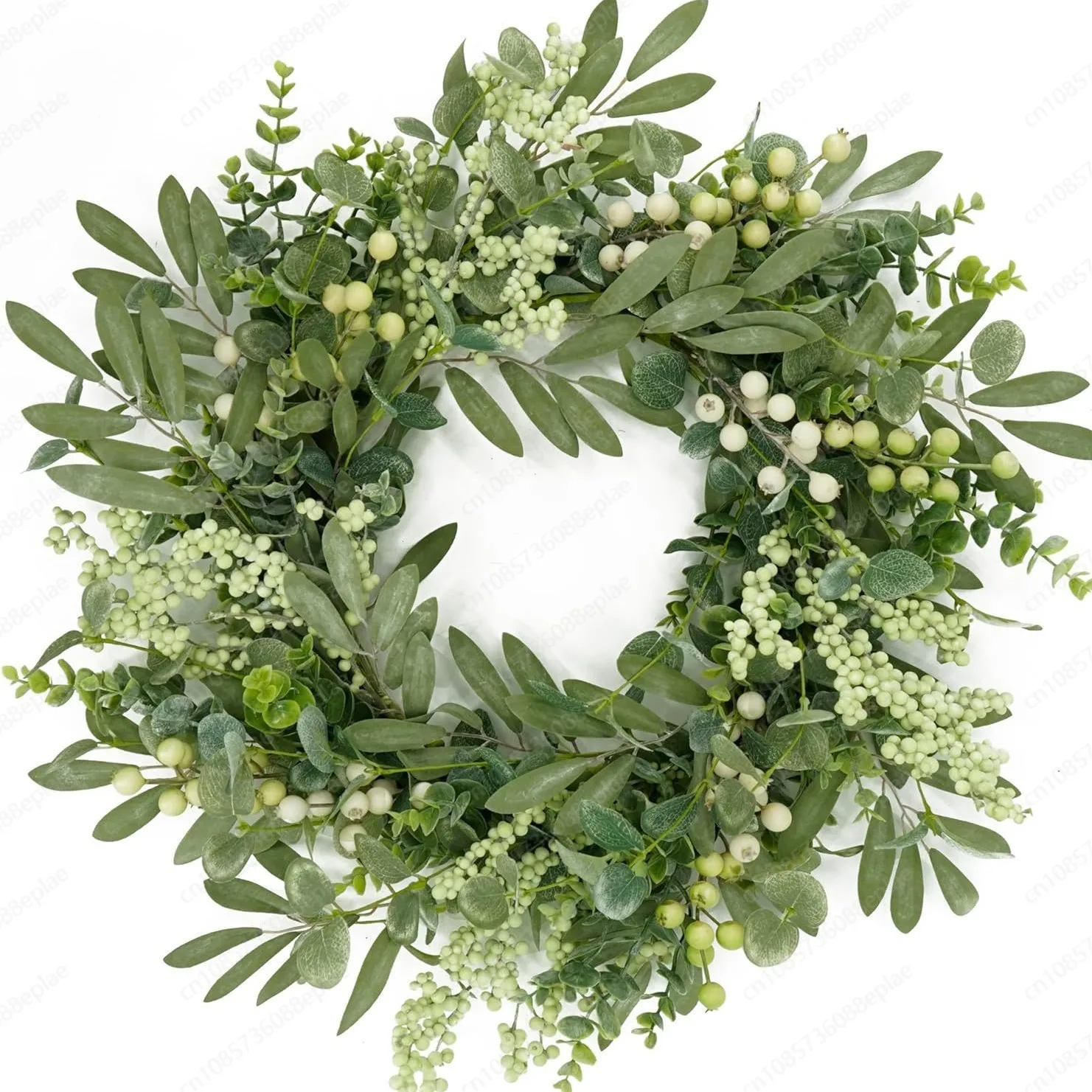 Green eucalyptus wreath spring summer large vine ring eucalyptus simulated berry wreath eucalyptus door hanging resurrection