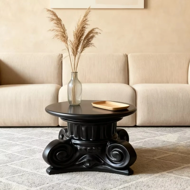 Black Fiberglass Material Coffee Table Bedside Cabinet Handcrafted Sculpture Base for Luxurious Living Room Bedroom Accessory