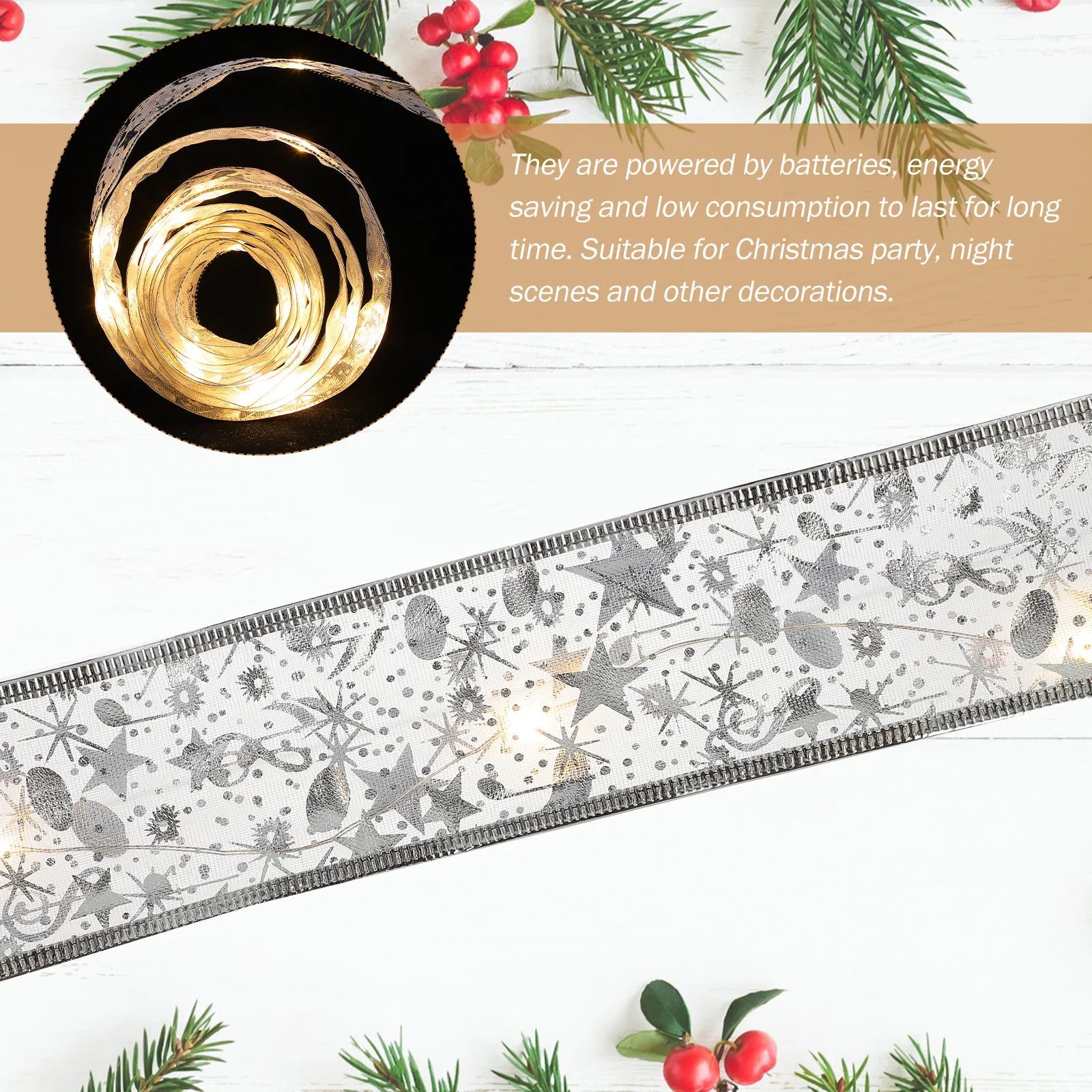 1 قطعة شريط إضاءة ديكور مصباح شريطي مضيء مادة قوية عملية سهلة تأثير ليلي جميل لقضاء عطلة عيد الميلاد