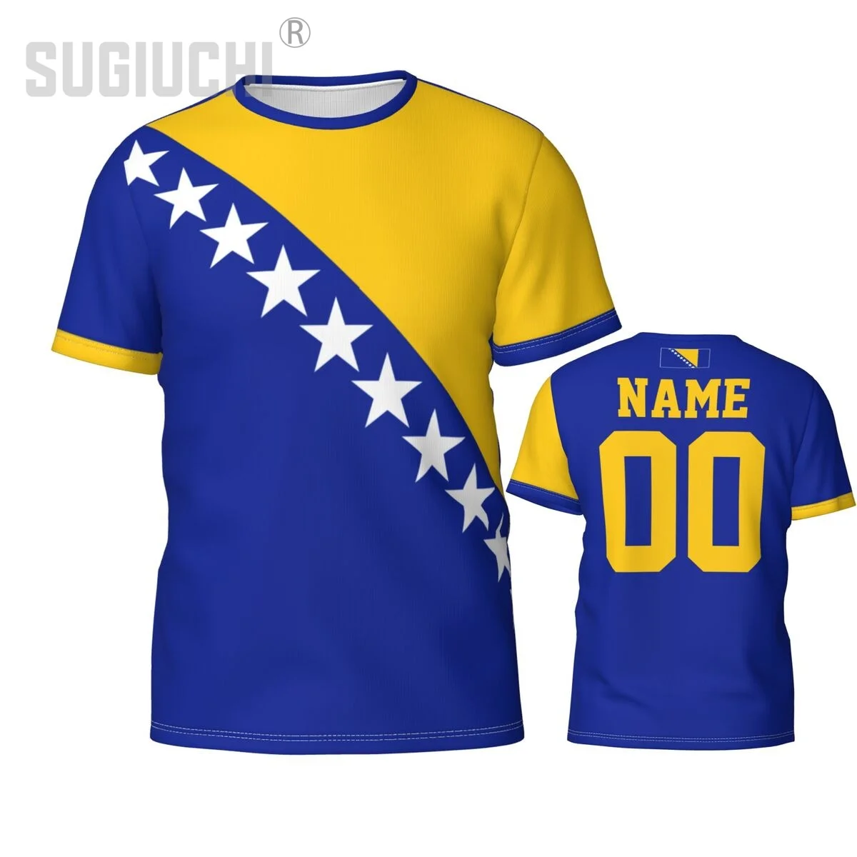 Benutzerdefinierte Name Nummer Bosnien und Herzegowina Flagge Emblem 3D T-Shirts für Männer Frauen T-Shirts Team Fußball Fußball Fans Geschenk