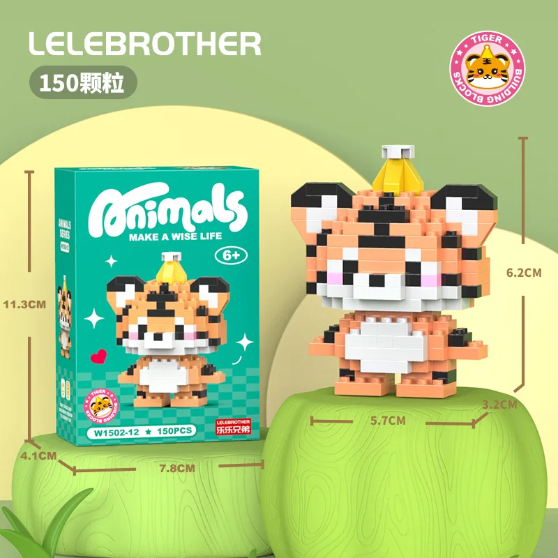 Dier Leeuw/Tijger/Piglet Model Bouwstenen Kinderen Mini Cartoon Dier Bouwstenen Educatief Speelgoed Kinderen Gift
