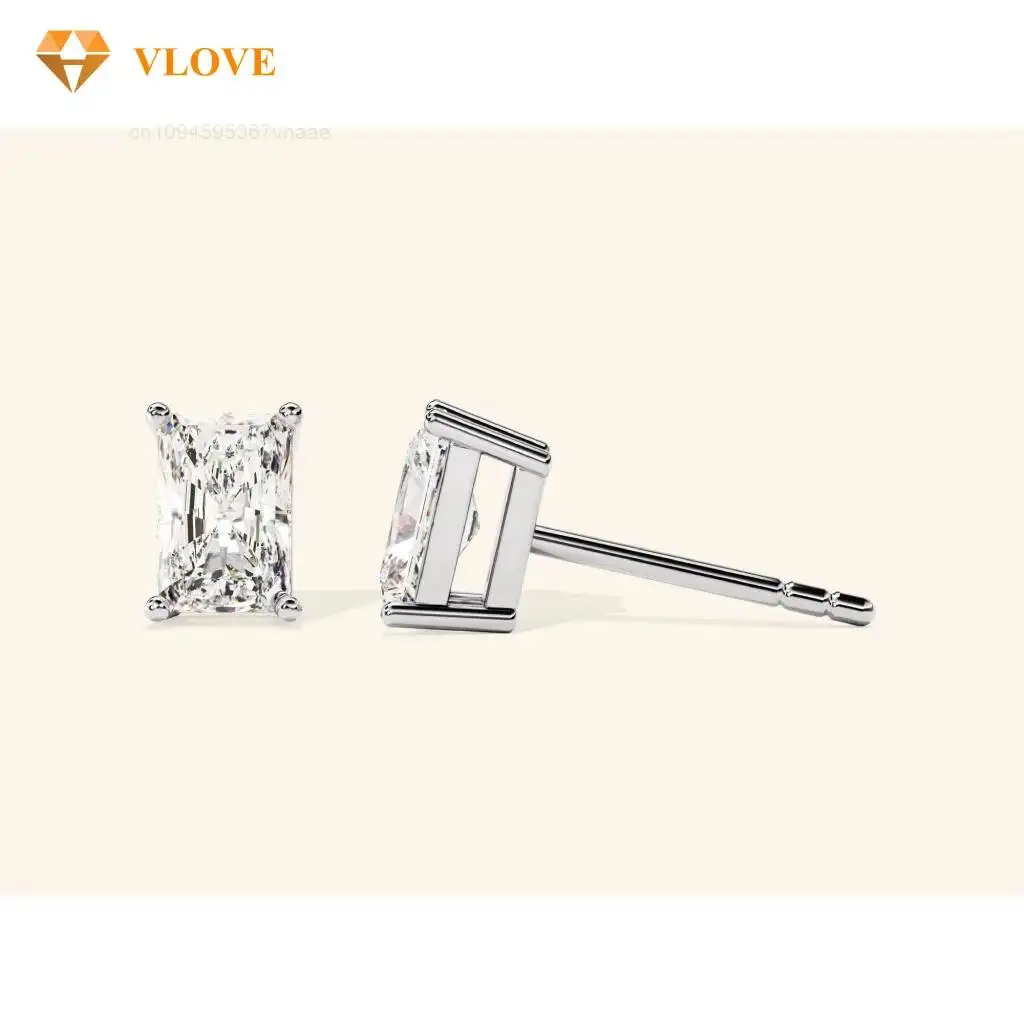 

14k Real Solid Gold Jewelry Lab Gold Diamond Earrings IGI GIA Certified Diamond Studs Wedding Set Fine Fashion Studs Radiant