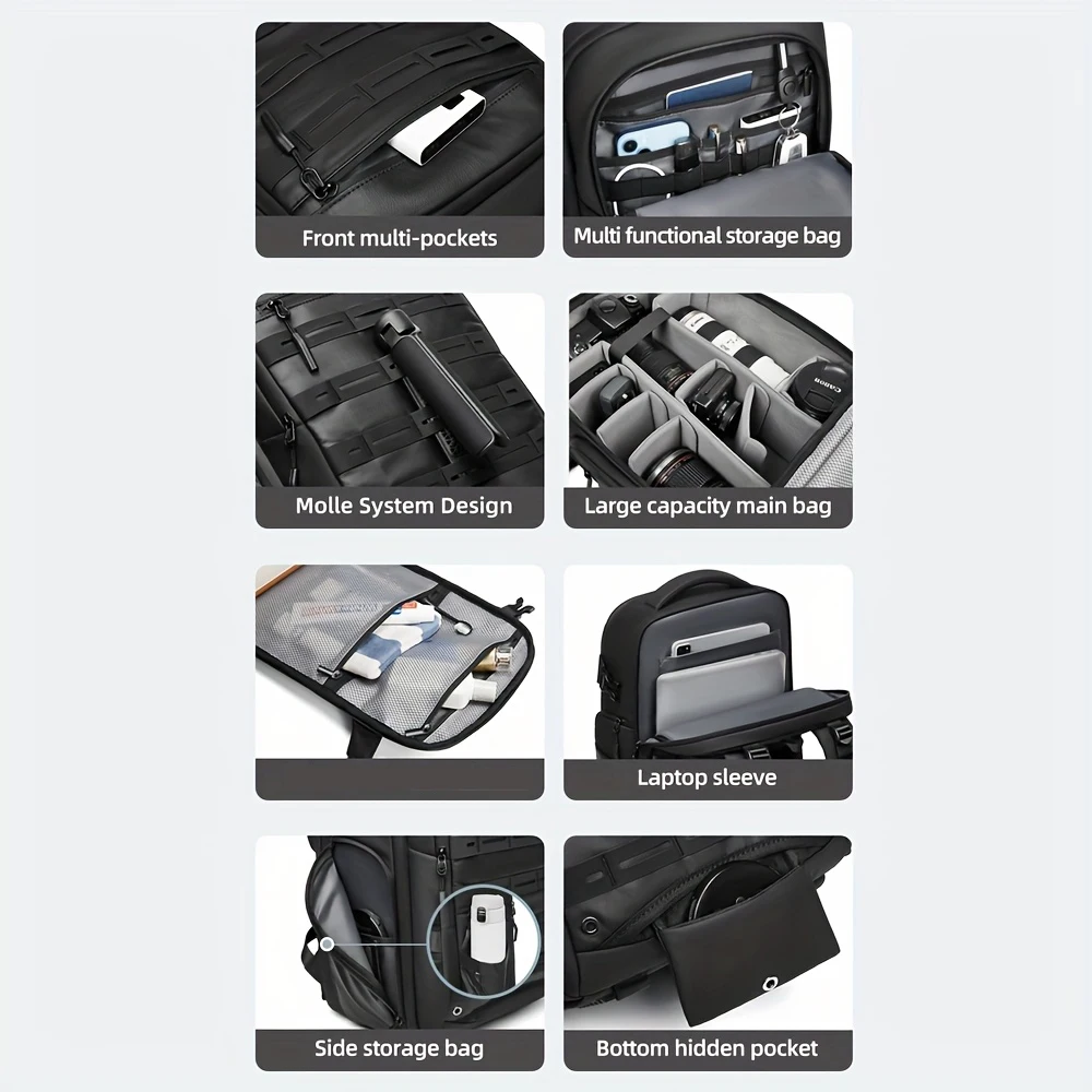 1 DSLR-Fototasche, Multifunktionale Drohnentasche, Große Größe mit TSA-Schloss, Trocken-Nass-Trennung, 17-Zoll-Laptop-Fach – Detail 10