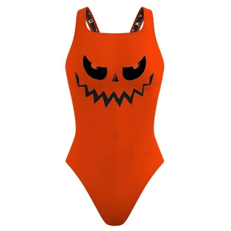 Halloween American INS style conservative wide shoulder women's one-piece swimsuit beach hot spring vacation women's swimsuit