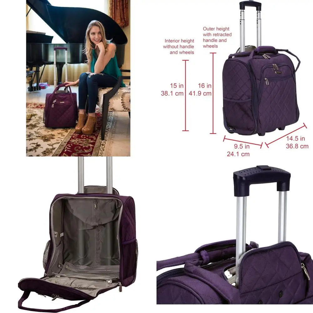 

15-дюймовый фиолетовый вертикальный чемодан на колесах для ручной клади