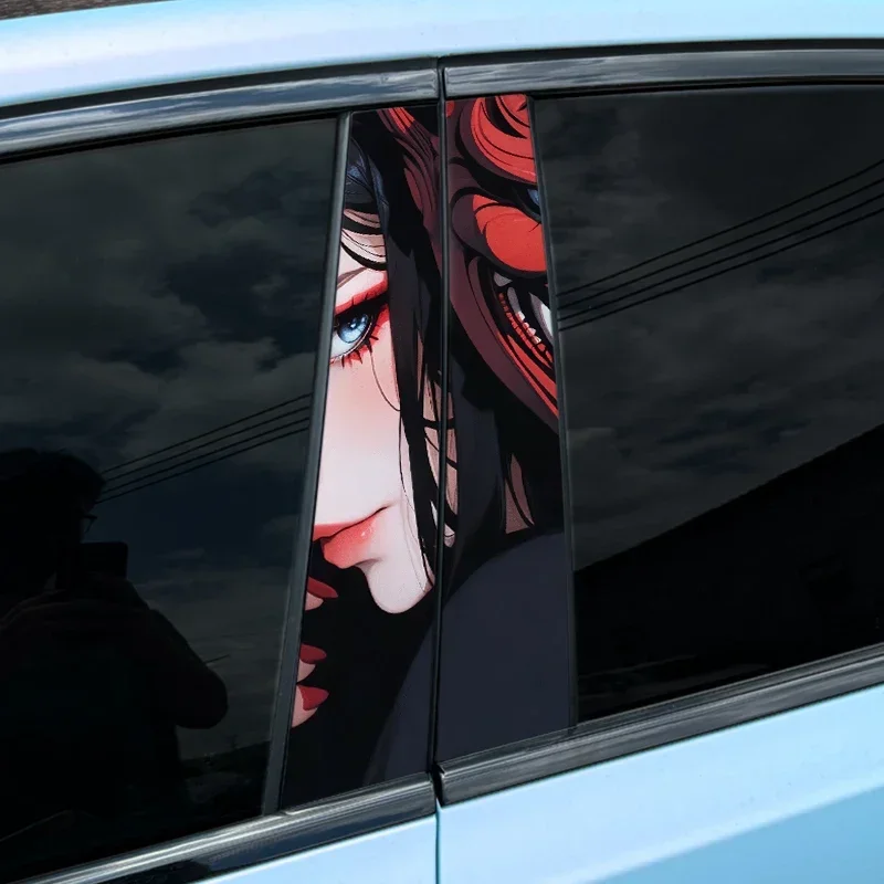 

1PC/2PCS JDM Prajna Car Stickers Auto B Pillar Waterproof Center Column Decoration Cover Scratches DIY Car Doors Pillar Decals