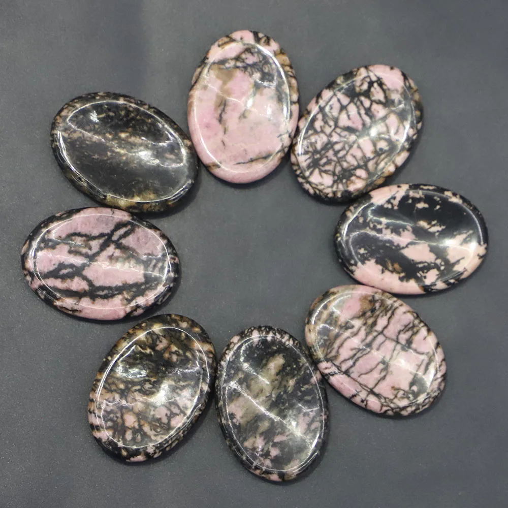 4pcs/lot Natural Rhodonite Stone Oval Thumb Massager Palm Energys Worry Therapy Diy Reiki Healing Meditation Spiritual Minerales