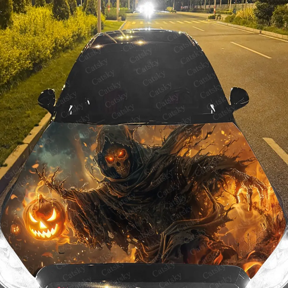

Fiery Reaper Car Hood Stickers - Self-Adhesive, Waterproof and Durable Vinyl Wrap, Decorate And Protect Your Car - The