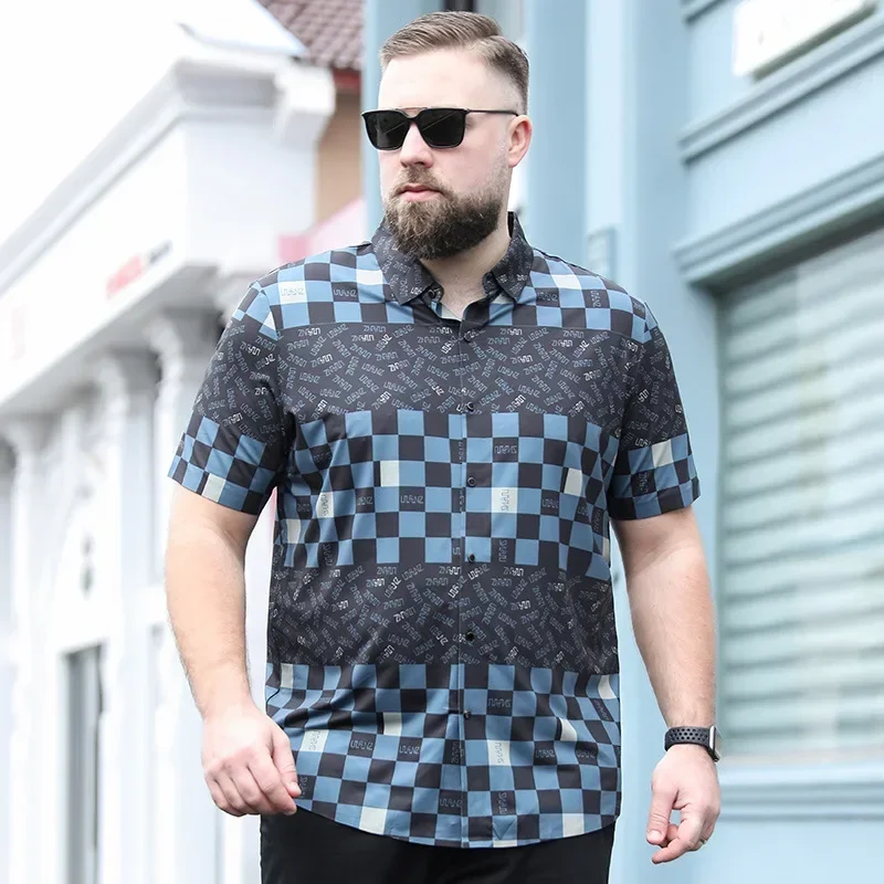 New Arrival Fashion Men's Thin Short Sleeved Shirt Extra Large Men's Floral Shirt Summer Plus Size 2XL 3XL 4XL 5XL 6XL 7XL 8XL