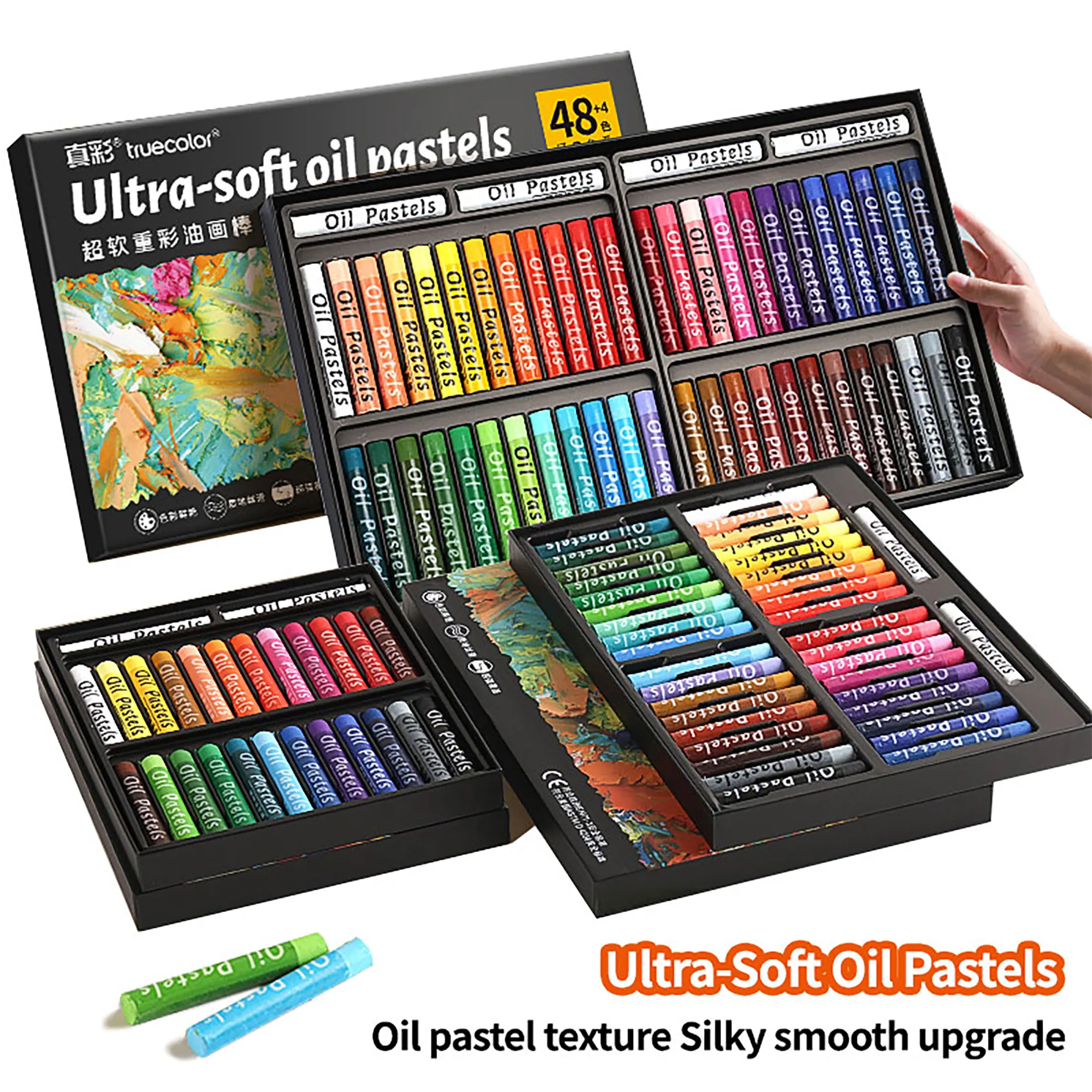 Truecolor 24/36/48 Soft Oil Pastels Set Macaron Morandi Classic Colors Heavy Body Blendable Art Crayons Gift Box for Drawing