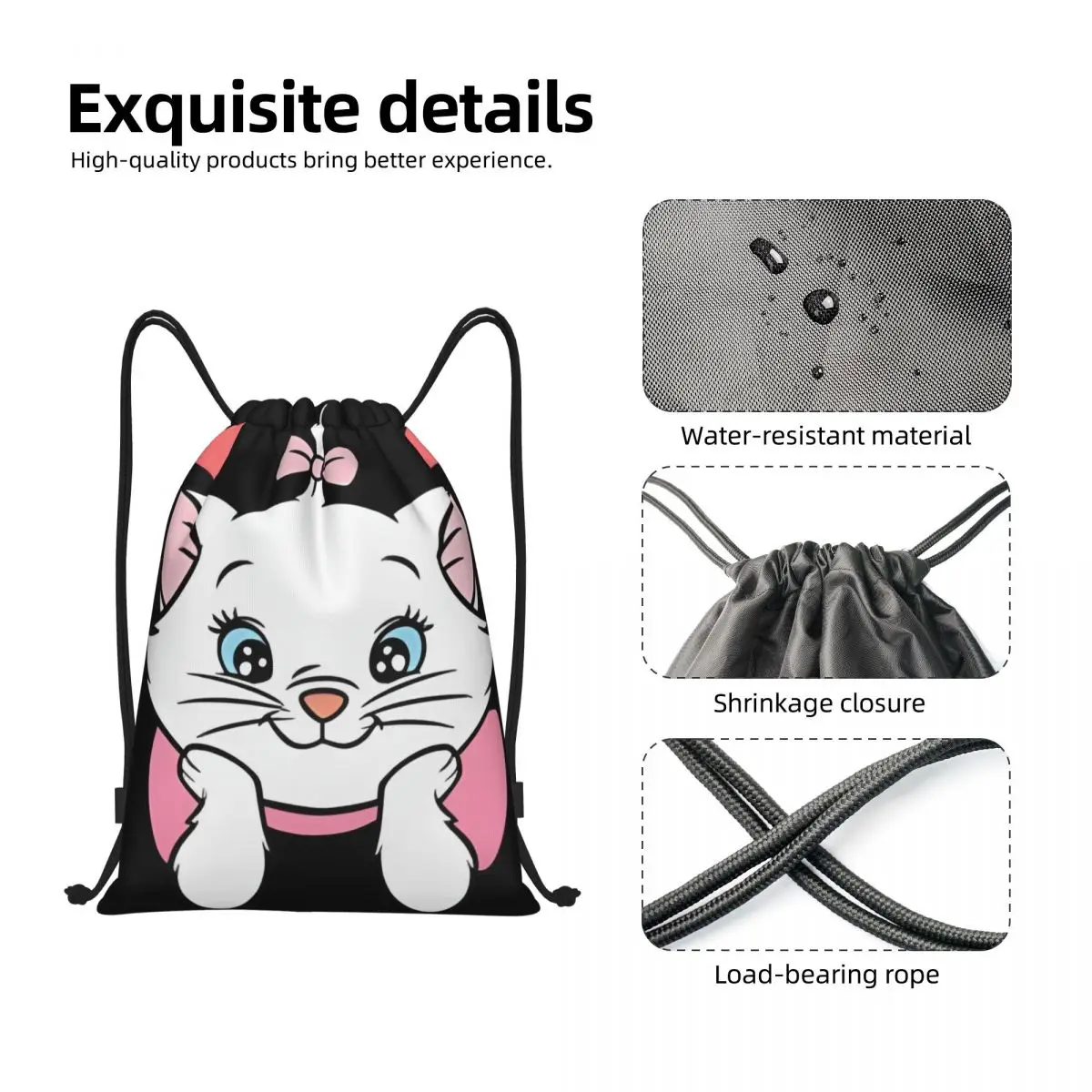 Custom The Aristocats Marie Cat Drawstring Bags Women Men Portable Sports Gym Sackpack Cartoon Training Backpacks