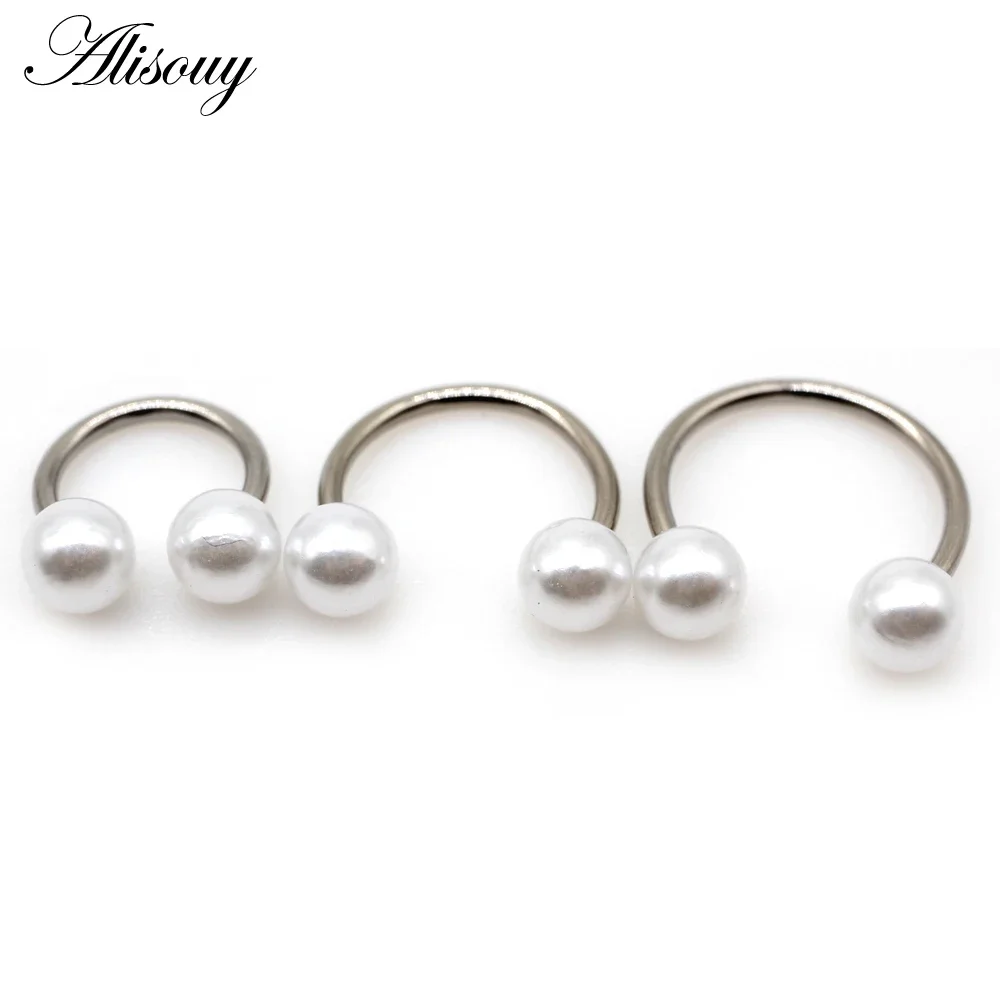 1 قطعة الفولاذ المقاوم للصدأ 16 جرام اللؤلؤ ثقب الأنف التعميم C كليب الشفاه الزنمة الحاجز الدائري اللولب الغضروف القرط 8/10/12 مللي متر #4