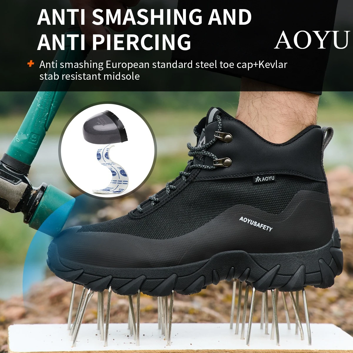 

AOYU 2026 Man Boots Safety Protective Shoes Steel Toe Work Shoes Men Anti-puncture Safety Shoes Men Women Work Safety Boots