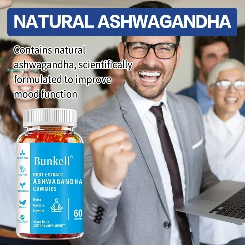 Ashwagandha Gummies - Contains vitamin D3, helps improve sleep, relieve stress and calmness, and boost immunity