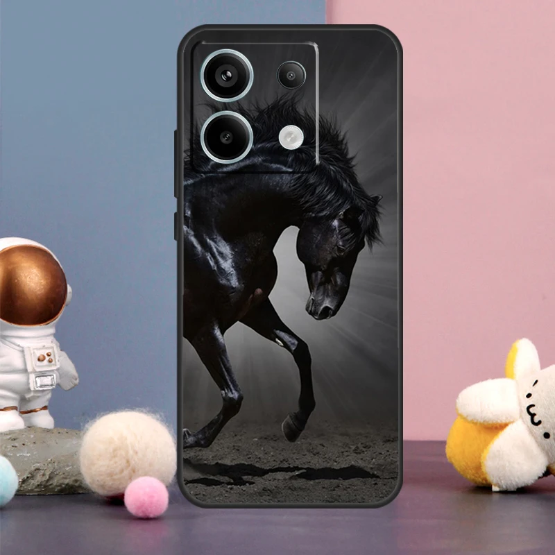 Beautiful Black Horse Case For Xiaomi Redmi Note 9 10 11 12 13 Pro Plus 12S 11S 10S 9S Remdi 12 13 C 9C 10C Cover