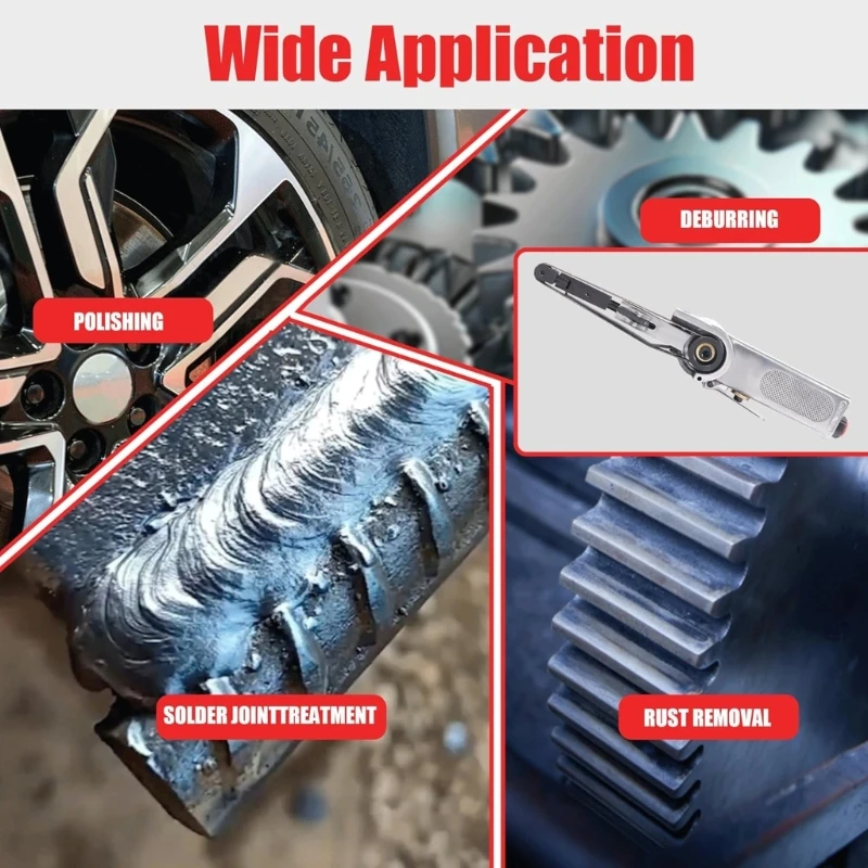 Industrial Air Powered Belt Sander 1.5HP Motor 180° Rotation Suitable For Deburring Casting Surfaces Metal Finishing C7AC