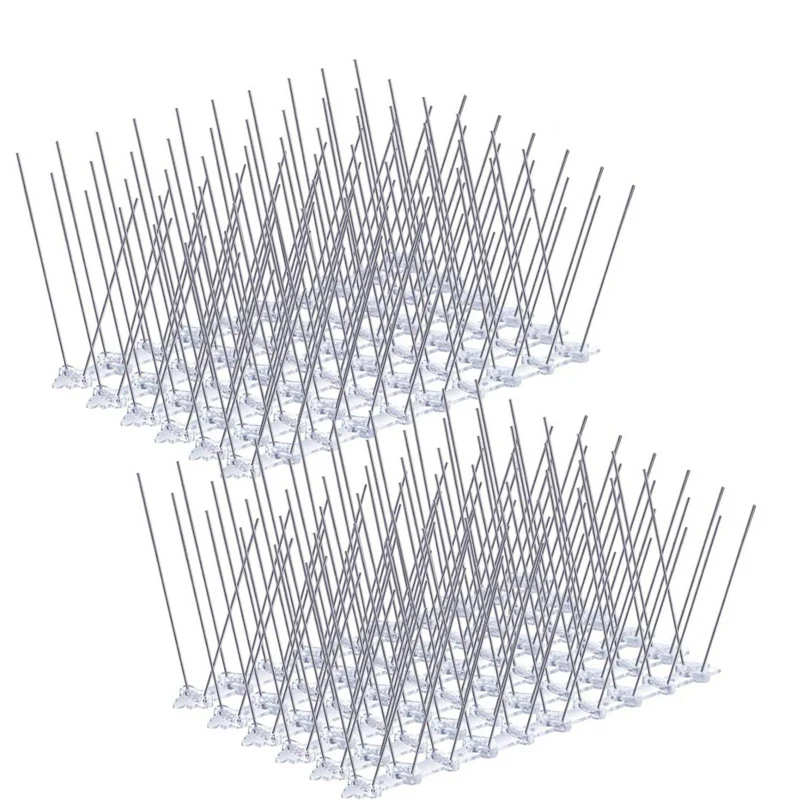 

60 Pcs/Box Bird Spikes, Stainless Steel Bird Deterrent Spikes Cover For Fence Railing Walls Roof Yard