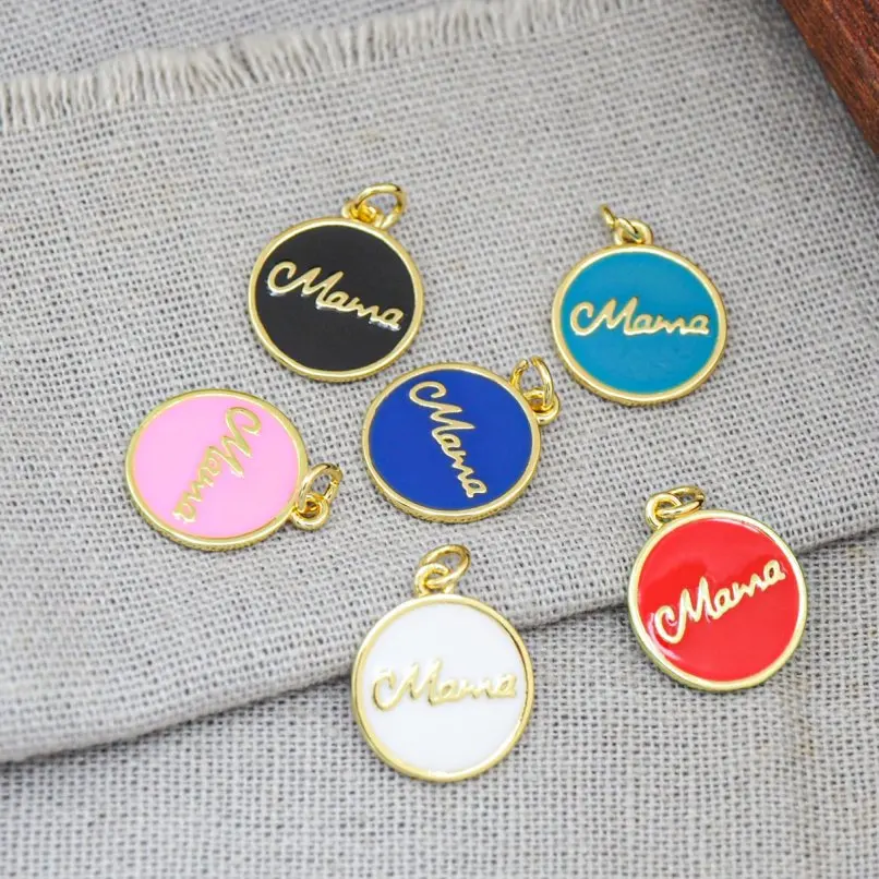 

2Pcs Gold Color Charms Letter Circle Round Coin Shape Enamel Copper Pendant Approx 13.7x19mm Jewelry Special Gift