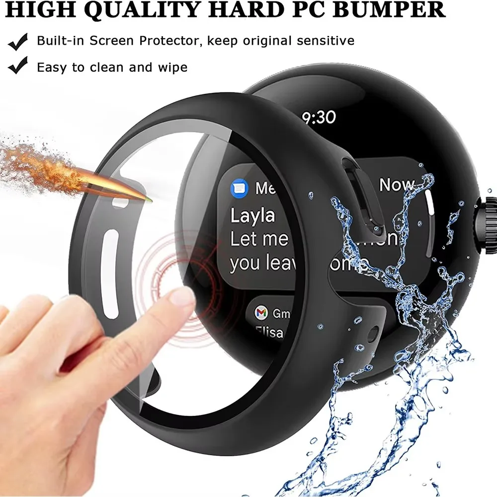 

For Google Pixel Watch 2 Tempered Glass+Cover For Google Pixel Watch PC Protective Case Full All-Around Bumper Screen Protector
