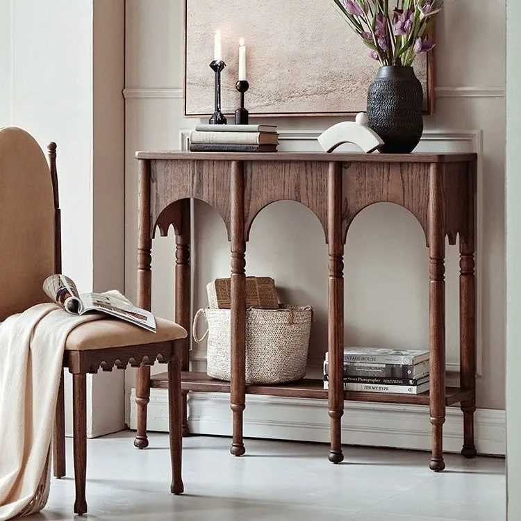 

Solid wood art retro American corridor shelves, participating tables, French aisle display shelves