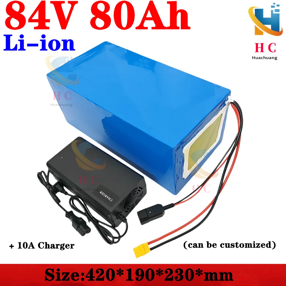 

84v 80Ah lithium ion battery pack lipo battery for 5000w inverter motorhome Floor cleaner golf cart + 10A charger