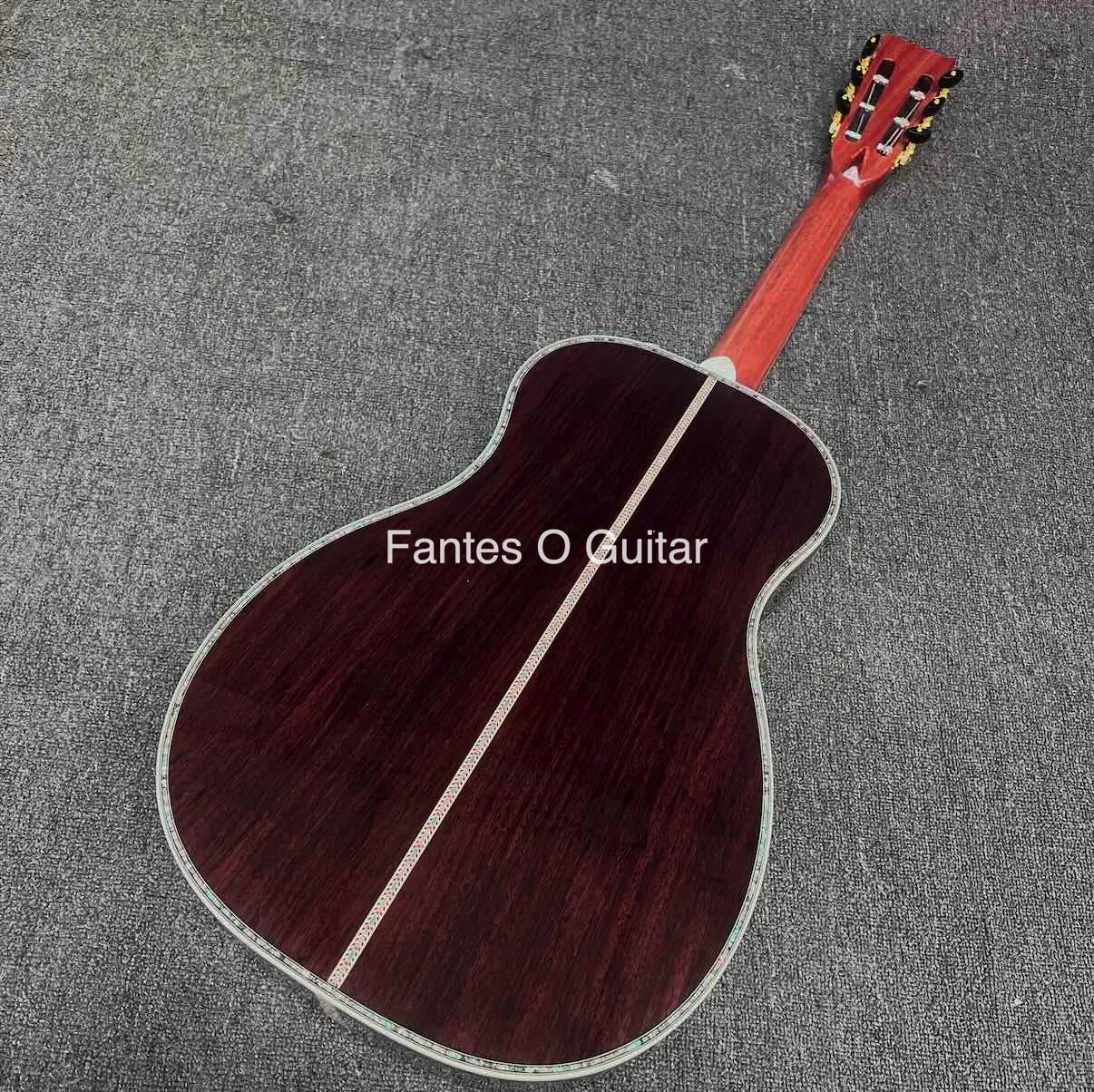 Custom Solid Rosewood Back Side OO O Parlor Acoustic Guitar with Slotted HeadstockSpruce Top Accept Customized Logo on Headstock