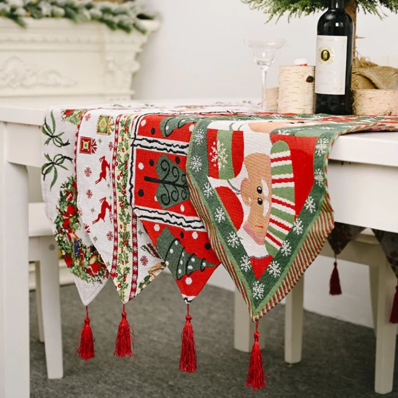 Christmas Holiday Home Decorations Knitted Fabric Table Flags Creative Christmas Tablecloths Placemats Dining Table Decorations