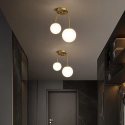 Plafonnier LED en verre doré au design moderne, éclairage d'intérieur, luminaire décoratif de plafond, idéal pour une chambre à coucher, un salon, un couloir, un balcon ou une entrée