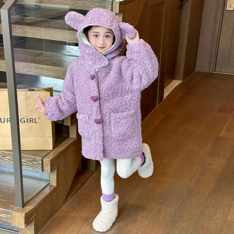 

Kawaii повседневное пальто, топы, модная детская одежда, куртка, осенне-зимняя бархатная одежда для девочек, детские куртки для девочек 2025 г.