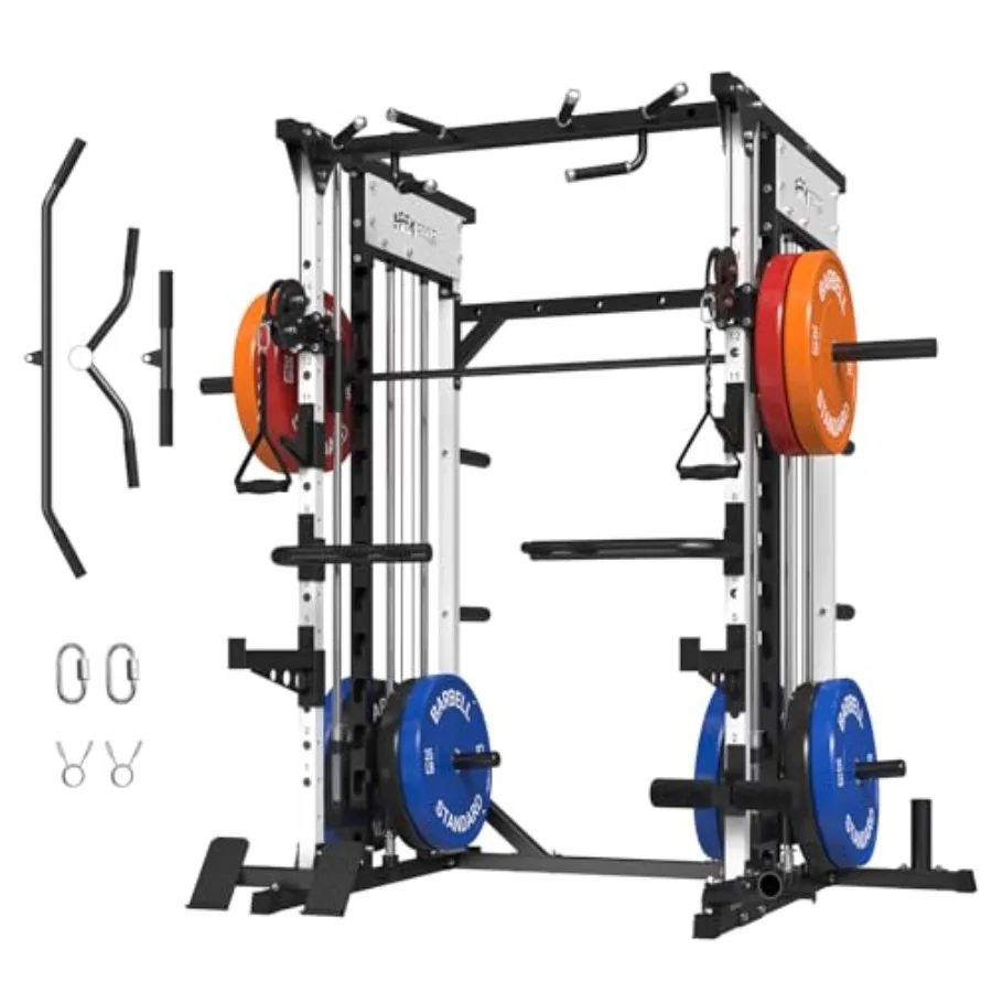 

Многофункциональная силовая рама (Smith Machine) 2200 фунтов с кроссоверной системой для жима лежа и тяги кабелем, для домашнего спортзала, с упором для ног