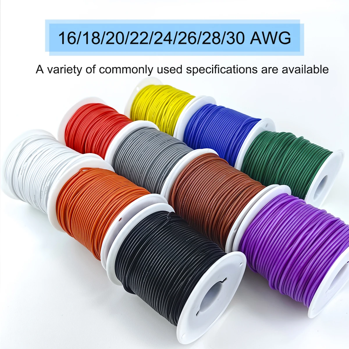 16-18-20-22-24-26-28-30 Gauge Flexible Silicone Electrical Wire 300V Multi-Color 22 AWG Stranded Tinned Copper Hookup Wire Kit