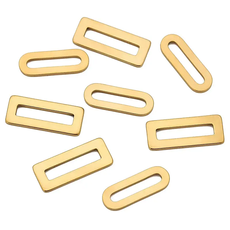 20Pcs Stainless Steel Oval Rectangle Gold Plated Charms Pendants for Women Necklace Connectors DIY Jewelry Making Supplies