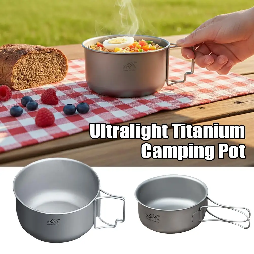 Titan-Campingtopf Ultraleichter Tragbarer Titan-Legierungstopf mit Griff für Backpacking, Wandern, Outdoor-Kochen, Solo-Stove, Picknick – Detail 3