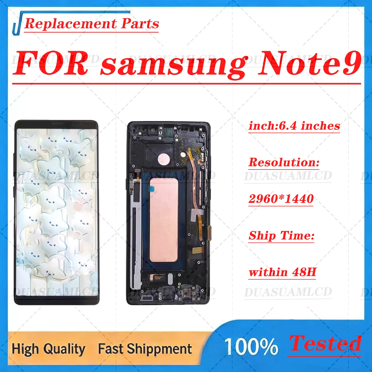 For Samsung Galaxy Note9 N9600 N960F N960U OLED Display Touch Screen Assembly Smartphone Screen Replacement Support Fingerprint