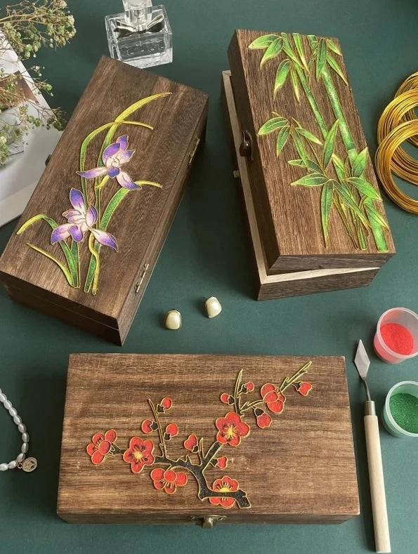 

Retro Jingtailan Emed Enamel Handmade Jewelry Box T Building Warm-Up Activi Gift