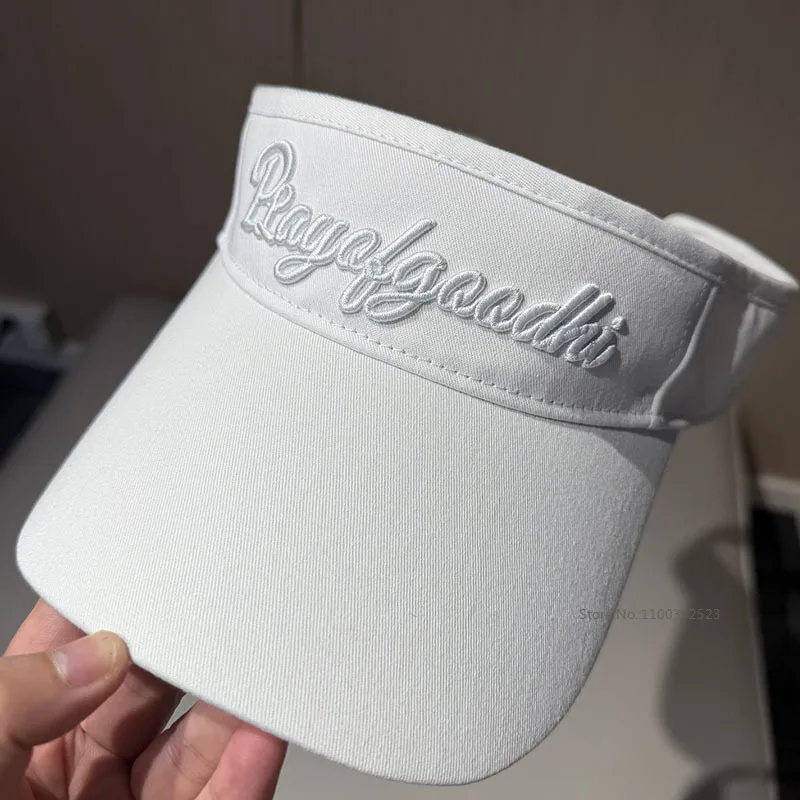PL Sunscreen Golf Cap Women Empty Top Anti-UV Caps Adjustable Large Brim Sun Visor Running Tennis Hat Ladies Sports view 4